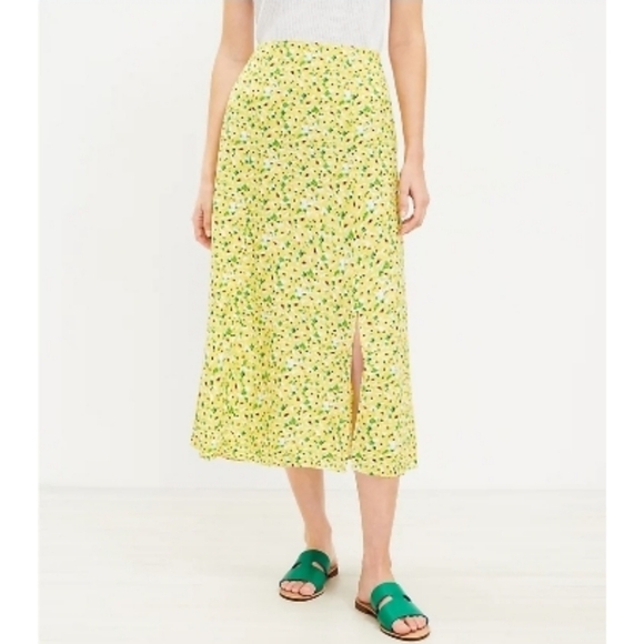 LOFT Floral Side Slit Midi Skirt - Picture 2 of 8